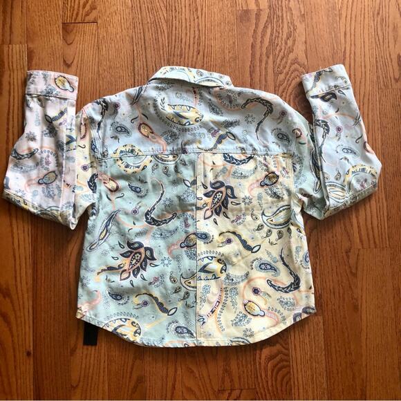 BlankNYC Coming Through Paisley Print Button Up Denim Jacket Women’s Size M NWT - Picture 12 of 13